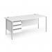 Contract 25 straight desk with 3 drawer pedestal and silver H-Frame leg 1800mm x 800mm - white top CH18S3-S-WH