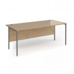 Contract 25 straight desk with graphite H-Frame leg 1800mm x 800mm - kendal oak top CH18S-G-KO