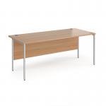 Contract 25 straight desk with silver H-Frame leg 1800mm x 800mm - beech top