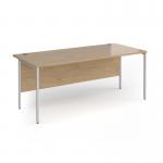 Contract 25 straight desk with silver H-Frame leg 1800mm x 800mm - kendal oak top CH18S-S-KO