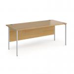 Contract 25 straight desk with silver H-Frame leg 1800mm x 800mm - oak top CH18S-S-O