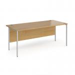 Contract 25 straight desk with silver H-Frame leg 1800mm x 800mm - oak top