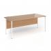 Contract 25 straight desk with white H-Frame leg 1800mm x 800mm - beech top CH18S-WH-B