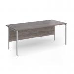 Contract 25 straight desk with white H-Frame leg 1800mm x 800mm - grey oak top CH18S-WH-GO