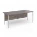 Contract 25 straight desk with white H-Frame leg 1800mm x 800mm - grey oak top CH18S-WH-GO