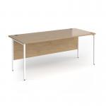 Contract 25 straight desk with white H-Frame leg 1800mm x 800mm - kendal oak top CH18S-WH-KO