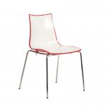 Gecko shell dining stacking chair with chrome legs - red