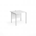 Contract 25 straight desk with silver H-Frame leg 800mm x 800mm - white top