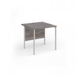 Contract 25 straight desk with white H-Frame leg 800mm x 800mm - grey oak top CH8S-WH-GO