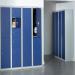 Bisley lockers with 1 door 305mm deep - grey with blue doors CLK121B