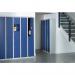 Bisley lockers with 1 door 305mm deep - grey with blue doors CLK121B