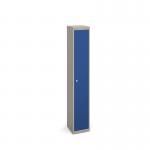 Bisley lockers with 1 door 305mm deep - grey with blue doors CLK121B