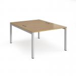 Connex starter units back to back 1200mm x 1600mm - silver frame, oak top CO1216-SB-S-O