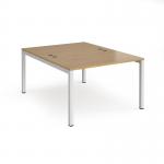 Connex starter units back to back 1200mm x 1600mm - white frame, oak top CO1216-SB-WH-O