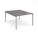 Connex back to back desks 1200mm x 1600mm - silver frame, grey oak top CO1216-S-GO