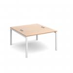 Connex back to back desks 1200mm x 1600mm - white frame and beech top