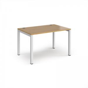 Connex single desk 1200mm x 800mm - white frame, oak top CO128-WH-O