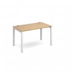 Connex single desk 1200mm x 800mm - white frame and oak top