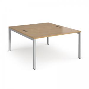Connex starter units back to back 1400mm x 1600mm - silver frame, oak