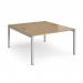 Connex starter units back to back 1400mm x 1600mm - silver frame, oak top CO1416-SB-S-O