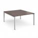 Connex starter units back to back 1400mm x 1600mm - silver frame, walnut top CO1416-SB-S-W