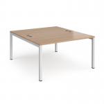 Connex starter units back to back 1400mm x 1600mm - white frame, beech top CO1416-SB-WH-B