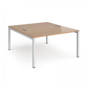 Connex starter units back to back 1400mm x 1600mm - white frame, beech