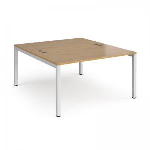 Connex starter units back to back 1400mm x 1600mm - white frame, oak