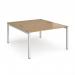 Connex starter units back to back 1400mm x 1600mm - white frame, oak top CO1416-SB-WH-O