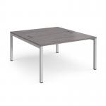 Connex back to back desks 1400mm x 1600mm - silver frame, grey oak top CO1416-S-GO