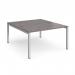 Connex back to back desks 1400mm x 1600mm - silver frame, grey oak top CO1416-S-GO