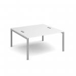 Connex back to back desks 1400mm x 1600mm - silver frame, white top CO1416-S-WH