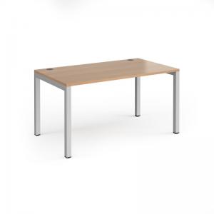 Connex starter unit single 1400mm x 800mm - silver frame, beech top