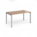 Connex starter unit single 1400mm x 800mm - silver frame, beech top CO148-SB-S-B