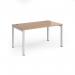 Connex starter unit single 1400mm x 800mm - white frame, beech top CO148-SB-WH-B