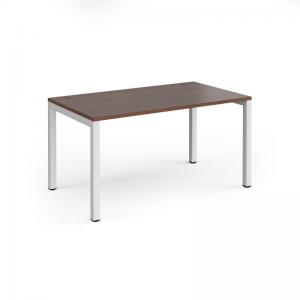 Connex starter unit single 1400mm x 800mm - white frame, walnut top