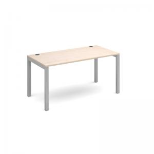 Connex single desk 1400mm x 800mm - silver frame and maple top