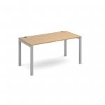 Connex single desk 1400mm x 800mm - silver frame and oak top