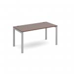 Connex single desk 1400mm x 800mm - silver frame and walnut top