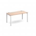 Connex single desk 1400mm x 800mm - white frame and beech top