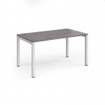 Connex single desk 1400mm x 800mm - white frame, grey oak top CO148-WH-GO