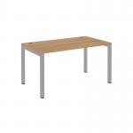 Connex single desk 1400mm x 800mm - white frame and grey oak top