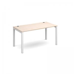 Connex single desk 1400mm x 800mm - white frame and maple top