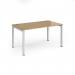 Connex single desk 1400mm x 800mm - white frame, oak top CO148-WH-O