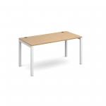 Connex single desk 1400mm x 800mm - white frame, oak top CO148-WH-O