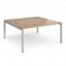 Connex starter units back to back 1600mm x 1600mm - silver frame, beech top CO1616-SB-S-B