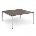 Connex starter units back to back 1600mm x 1600mm - silver frame, walnut top CO1616-SB-S-W