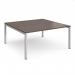 Connex starter units back to back 1600mm x 1600mm - silver frame, walnut top CO1616-SB-S-W