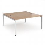 Connex starter units back to back 1600mm x 1600mm - white frame, beech top CO1616-SB-WH-B