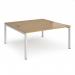 Connex starter units back to back 1600mm x 1600mm - white frame, oak top CO1616-SB-WH-O